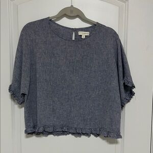 Cynthia Rowley blue Ruffle Hem Crop Top